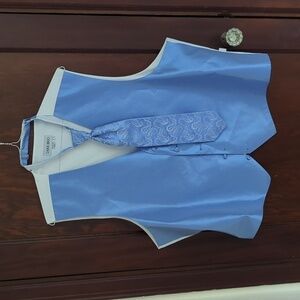Larr Brio Light Blue Wedding Formal Vest & Matching Tie Size Men's 2XL